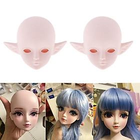 2pcs 1/3 Ball Jointed Girl Dolls Head Elf Ear without Eyes DIY Accessory