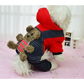 ÁO GẤU CUTE CHÓ MÈO VẢI THUN JEAN CAO CẤP - giao màu ngẫu nhiên - XUDAPET PHỤ KIỆN CHÓ MÈO