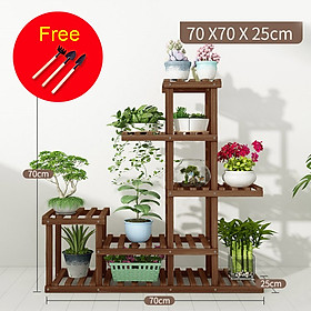 Khung gỗ nhiều tầng để cây trang trí 70x25x70 tặng 3 xẻng