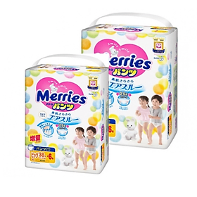 Combo 2 Tã/bỉm quần Merries size XL - 38 + 6 miếng (Cho bé 12 - 22kg)