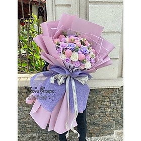 Mua Bó hoa sáp thơm mĩ hồng tìm màu kèm đèn chùm