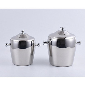 Mua Xô Đá Inox #304 Bóng Cao Cấp Giữ Nhiệt Không Quai 2 Lớp Dày - 1.2 L