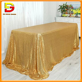 Khăn Trải Bàn Vải Kim Sa Trang Trí Sự Kiện Khăn 1m5 Decor Cưới Hỏi, Sinh Nhật Sang Trọng DG-614