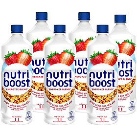 Lốc 6 Chai Sữa Nutriboost Thế Hệ Mới Hương Dâu (1L / Chai)