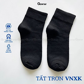 Tất Cổ Cao Trơn Gom Tất, Vớ Cổ Cao Nam Nữ Chất Liệu Cotton thoáng mát,êm chân - TAT-TRONCAO-VNXK - Loại Dày - Đen