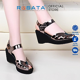 Giày sandal cao gót nữ ROSATA RO570 đế xuồng xỏ ngón mũi tròn quai dán hậu mảnh gót cao 6cm xuất xứ Việt Nam - Chì