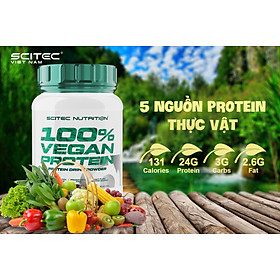 Bổ sung protein chay, tăng cơ nạc 100% Vegan Protein hộp 1000g