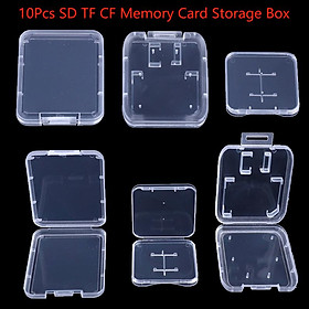 10pcs SD TF CF Bộ nhớ trong suốt Hộp lưu trữ hộp Bộ nhớ Bộ nhớ Bộ nhớ Clear Clear CASE