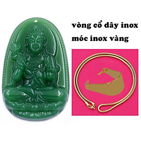 Mặt dây chuyền Phật Đại thế chí đá xanh 2.2 x 3.6cm ( size trung ) kèm vòng cổ dây chuyền inox rắn + móc inox, Phật bản mệnh