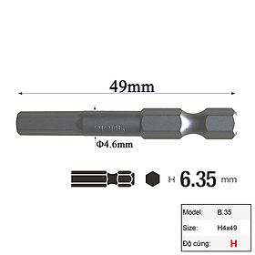 Mũi vặn vít đầu lục giác H4 chuôi lục giác H = 6,35 Vessel (Nhật Bản)