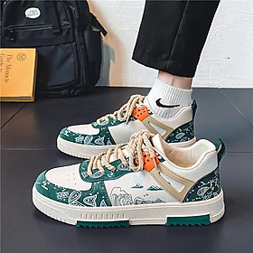 Hình ảnh Giày Sneakers Nam Laceva Hoạ Tiêt Vintage, Dây Vặn Thừng Trẻ Trung Mã G01