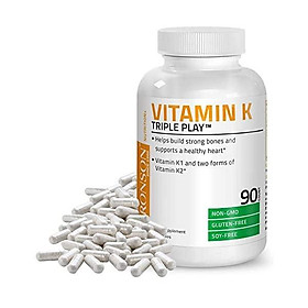 Vitamin K Triple Play (Vitamin K2 MK7 / Vitamin K2 MK4 / Vitamin K1) Full Spectrum Complex Vitamin K Supplement, 90 Capsules