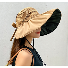 Mũ rộng vành chống nắng chống tia cực tím thắt nơ cao cấp, nón nữ đi nắng đi biển thời trang