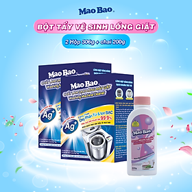 Combo 2 Hộp Vệ Sinh Lồng Giặt Mao Bảo Ag 306g - Tặng 1 chai Nước Giặt Kháng Khuẩn Mao Bao 200g