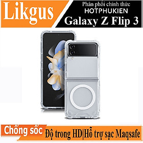 Ốp lưng chống sốc trong suốt hỗ trợ sạc Maqsafe cho Samsung Galaxy Z Flip 3 / Z Flip 4 hiệu Likgus Maqsafe Magetic Case siêu mỏng 1.5mm, độ trong tuyệt đối, chống trầy xước, chống ố vàng, tản nhiệt tốt - hàng nhập khẩu