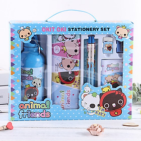 Bộ dụng cụ học tập 8 món cho bé tặng 2 que dụng cụ lấy ráy tai có đèn soi ( Giao mẫu ngẫu nhiên )