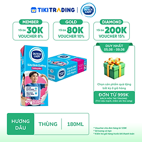 Thùng 48 Hộp Sữa Uống Tiệt Trùng Dutch Lady Cô Gái Hà Lan Dâu (48 x 180ml)
