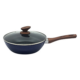 Chảo Sâu Lòng Đáy Từ 5 Lớp Chống Dính Vung Kính Siêu Bền Nagakawa NAG2853 (28cm) - Dùng Trên Mọi Loại Bếp - Hàng Chính Hãng