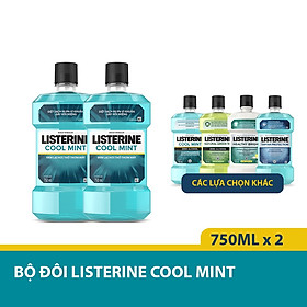Bộ Đôi Nước Súc Miệng Hương Bạc Hà Listerine Cool Mint (750ml/ Chai) - 8850007800071