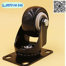 Mua Bánh xe đẩy cao cấp mặt đế xoay càng sắt tải trọng 30-50kg lốp nhựa PU đen Φ từ 3cm đến 7cm