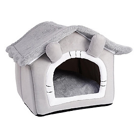 Warm Cave Sleeping Bed Puppy Nest for Cats and Small Dogs, Light Gray