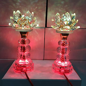 Mua Cặp đèn thờ đá pha lê cao cấp tự động đổi 7 màu cao 22 cm