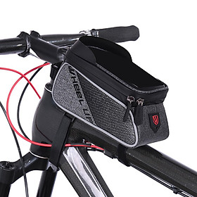 Túi treo sườn xe đạp chất liệu polyester chống nước có ngăn để điện thoại cảm ứng-Màu đen