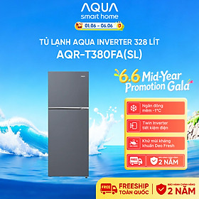 Freeship toàn quốc - Tủ lạnh ngăn đông trên Aqua 328L AQR-T380FA(SL) - Bảo hành 2 năm - Hàng chính hãng
