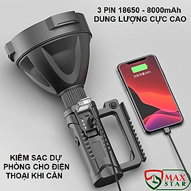 Đèn pin siêu sáng chiếu xa 1000m chống thấm nước có chân đế Đèn pin cầm tay mini siêu sáng sạc điện