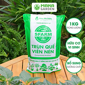 Phân Trùn Quế Viên Nén Sfarm - Túi 1kg - Bổ Sung Dinh Dưỡng Cho Rau, Cây Ăn Quả, Hoa Phong Lan, Hoa