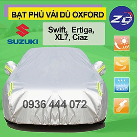 Bạt phủ xe hơi Suzuki Ertiga, XL7, Ciaz, Swift áo trùm che phủ xe hơi, bạc phủ trùm xe ôtô vải dù oxford tráng bạc