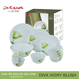 Mua Bộ chén đĩa thủy tinh Diva Ivory I.B 14 món hoa văn sang trọnng thích hợp làm quà tặng
