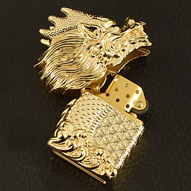 Mua Vỏ Hộp Quẹt Bật Lửa Xăng Zorro Z-KJ1012 Phiên Bản Giới Hạn Đầu Rồng Vàng Cao Cấp - Dùng Xăng Bấc Đá