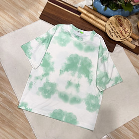 Áo Thun Tay Lỡ Lửng Loang Màu Xanh Lá Nhạt Tie Dye Tay Lỡ Form Rộng Nam Nữ Unisex - MM