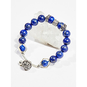 Vòng tay phong thủy nữ đá lapis lazuli charm chuông 8mm mệnh thủy , mộc - Ngọc Quý Gemstones