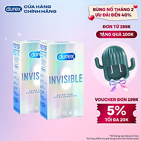 COMBO 2 HỘP BAO CAO SU DUREX INVISIBLE EXTRA THIN EXTRA SENSITIVE 10S (10 bao/hộp)