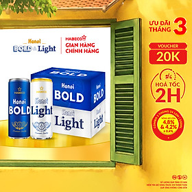 Combo 2 Thùng Bia Hanoi BOLD & LIGHT - Thùng 24 lon 330ml