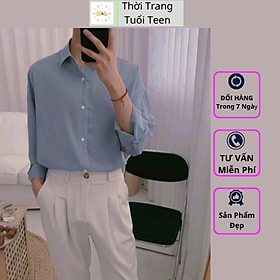 Áo Sơ Mi Trắng Form Rộng Unisex Nam Nữ Tay Dài Hàn Quốc Kiểu Cổ Bẻ Vải Lụa Nhiều Màu - SMD01