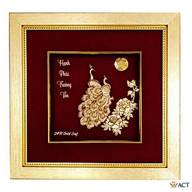 Tranh công và hoa mẫu đơn 24x24 cm - Mẫu 3