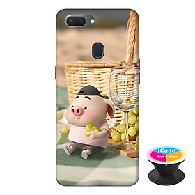 Ốp lưng điện thoại Oppo A5S hình Heo Con Tham Ăn tặng kèm giá đỡ điện thoại iCase xinh xắn - Hàng chính hãng
