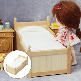 1:12 Scale Dollhouse Miniature Bed with Drawer Model Bedroom Decor