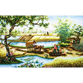 Mua Tranh dán tường Tranh đồng quê làng quê nhộn nhịp yên bình  tranh dán tường 3d hiện đại - tích hợp sẵn keo
