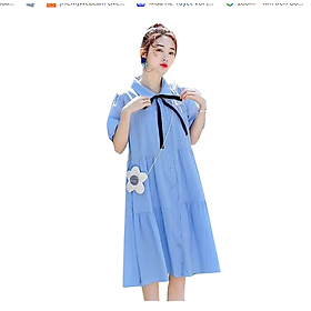 ĐẦM BÀU VÁY BẦU CÔNG SỞ KẾT NƠ ĐEN DỄ THƯƠNG sau sanh có nút mở cho bé ti