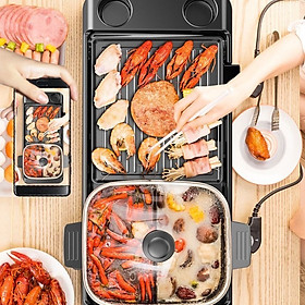 Bếp lẩu nướng đa năng 2 ngăn mẫu to dành cho gia đình