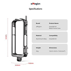 Đối với Insta360 x3 kim loại Cage Cage Insta360 x 3 Camera Bảo vệ Khung mở rộng Khung Màu sắc: màu đen màu đen