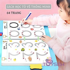 Sách tô vẽ thông minh 64 trang cho bé tự học - Vở tập viết xóa được cho bé - Đồ chơi giáo dục - Quà tặng sinh nhật cho bé