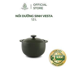 Mua Nồi dưỡng sinh Vesta (Nồi tròn cao) 1.2 L + nắp  Healthy Cook Xanh Rêu Sứ cao cấp Minh Long