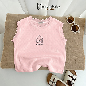 Áo sát nách bé gái 1-6 tuổi vai bèo hình em bé vải cotton thông hơi co giãn thấm hút mồ hôi kiểu dáng thời trang