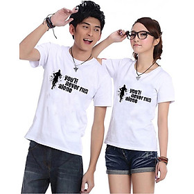 Bộ Áo Thun Đôi Nam Nữ Bạn Không Cô Đơn Màu Trắng