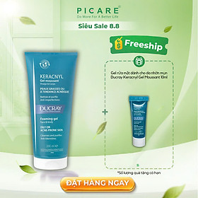 Gel rửa mặt cho da nhờn mụn Keracnyl Gel Moussant Ducray 200ml